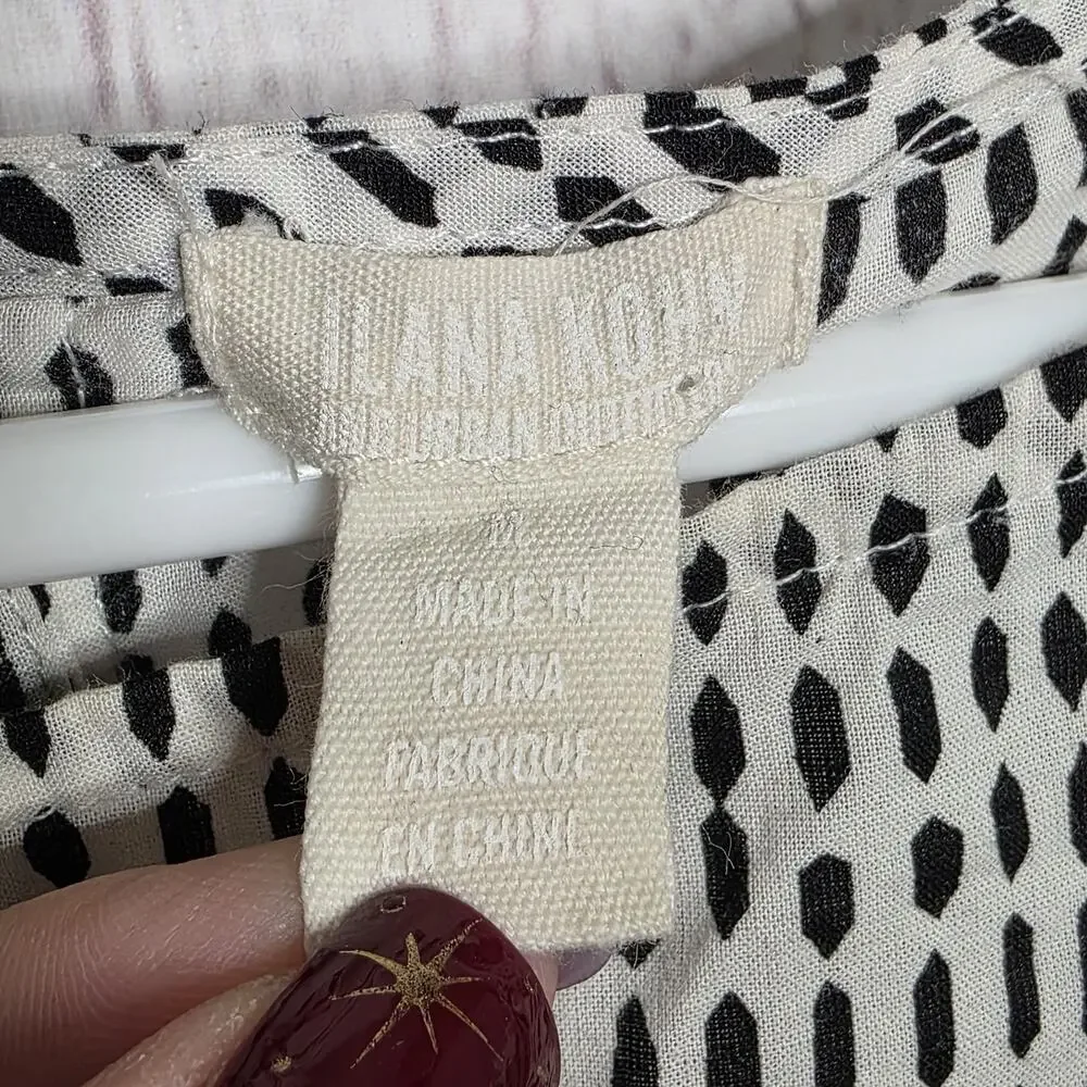 Ilana Kohn X UO Cotton Dash Print Oversized Shift Tunic Mini Dress, sz Medium